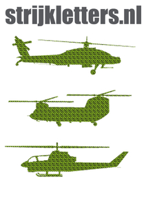 Vel Strijkletters Helicopters Design Zebra Groen - afb. 1