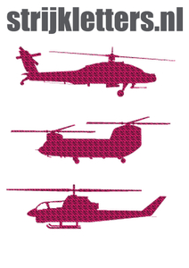 Vel Strijkletters Helicopters Design Zebra Roze - afb. 1