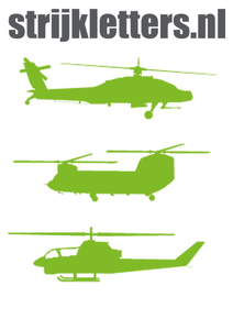 Vel Strijkletters Helicopters Polyester Ondergrond Appelgroen - afb. 1