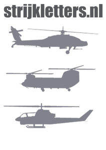 Vel Strijkletters Helicopters Polyester Ondergrond Grijs - afb. 1