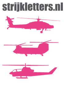 Vel Strijkletters Helicopters Polyester Ondergrond Neon Roze - afb. 1