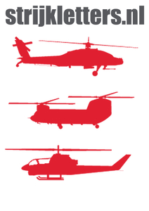 Vel Strijkletters Helicopters Polyester Ondergrond Rood - afb. 1
