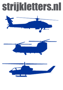 Vel Strijkletters Helicopters Flock Kobalt Blauw - afb. 1
