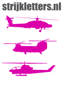 Vel Strijkletters Helicopters Flock Magenta - afb. 1