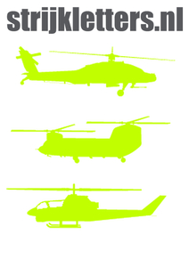 Vel Strijkletters Helicopters Flock Neon Geel - afb. 1