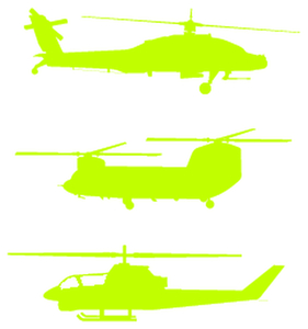 Vel Strijkletters Helicopters Flock Neon Geel - afb. 2
