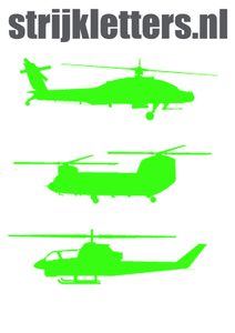 Vel Strijkletters Helicopters Flock Neon Groen - afb. 1