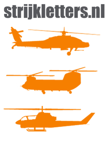 Vel Strijkletters Helicopters Flock Neon Oranje - afb. 1
