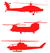 Vel Strijkletters Helicopters Flock Neon Rood - afb. 2