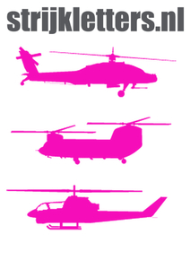 Vel Strijkletters Helicopters Flock Neon Roze - afb. 1