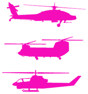 Vel Strijkletters Helicopters Flock Neon Roze - afb. 2