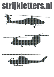 Vel Strijkletters Helicopters Holografische Zwart - afb. 1