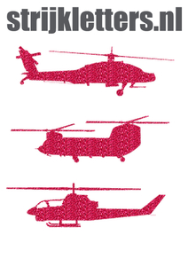 Vel Strijkletters Helicopters Glitter Cherry - afb. 1