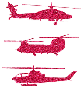 Vel Strijkletters Helicopters Glitter Cherry - afb. 2