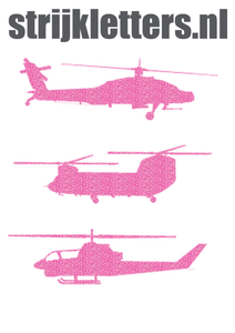 Vel Strijkletters Helicopters Glitter Holo Pink - afb. 1