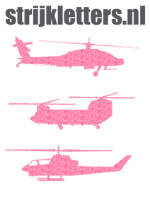 Vel Strijkletters Helicopters Glitter Medium Pink - afb. 1
