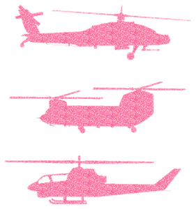 Vel Strijkletters Helicopters Glitter Medium Pink - afb. 2