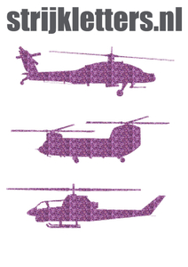 Vel Strijkletters Helicopters Glitter Orchid - afb. 1