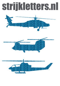 Vel Strijkletters Helicopters Glitter Blue - afb. 1