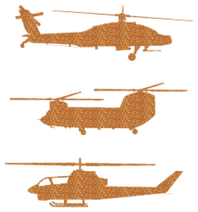 Vel Strijkletters Helicopters Glitter Old Gold - afb. 2