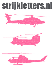 Vel Strijkletters Helicopters Glitter Neon roze Glitter - afb. 1