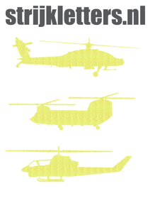 Vel Strijkletters Helicopters Glitter Neon geel Glitter - afb. 1