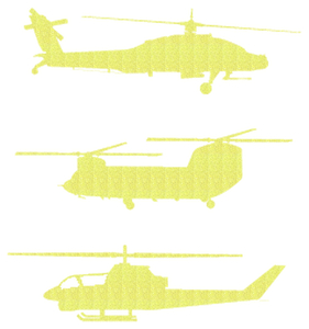 Vel Strijkletters Helicopters Glitter Neon geel Glitter - afb. 2