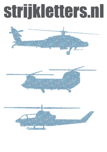 Vel Strijkletters Helicopters Glitter Neon Blauw Glitter - afb. 1