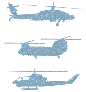 Vel Strijkletters Helicopters Glitter Neon Blauw Glitter - afb. 2
