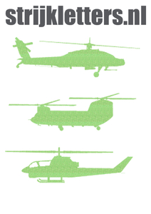Vel Strijkletters Helicopters Glitter Neon Groen Glitter - afb. 1