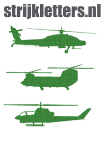 Vel Strijkletters Helicopters Glitter Green Glitter 455 - afb. 1