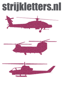 Vel Strijkletters Helicopters Glitter Pink Glitter 457 - afb. 1