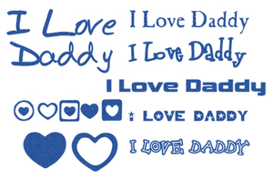 Vel Strijkletters I Love Daddy Glitter Blauw - afb. 2