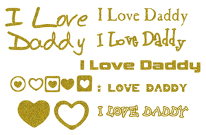 Vel Strijkletters I Love Daddy Glitter Goud - afb. 2