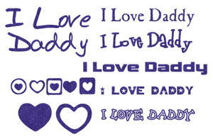 Vel Strijkletters I Love Daddy Glitter Paars - afb. 2