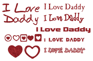 Vel Strijkletters I Love Daddy Glitter Rood - afb. 2