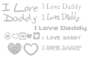 Vel Strijkletters I Love Daddy Glitter Zilver - afb. 2