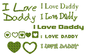 Vel Strijkletters I Love Daddy Design Zebra Groen - afb. 2