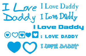 Vel Strijkletters I Love Daddy Polyester Ondergrond Blauw - afb. 2