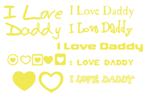 Vel Strijkletters I Love Daddy Polyester Ondergrond Neon Geel - afb. 2