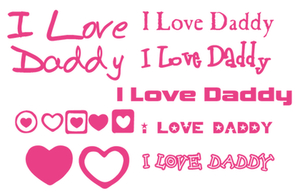 Vel Strijkletters I Love Daddy Polyester Ondergrond Neon Roze - afb. 2