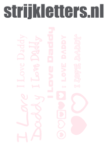 Vel Strijkletters I Love Daddy Flex Pastel Roze - afb. 1