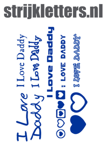 Vel Strijkletters I Love Daddy Flock Kobalt Blauw - afb. 1