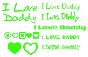 Vel Strijkletters I Love Daddy Flock Neon Groen - afb. 2