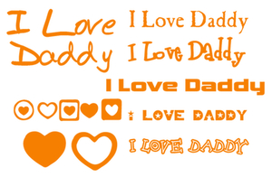 Vel Strijkletters I Love Daddy Flock Neon Oranje - afb. 2