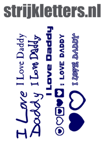 Vel Strijkletters I Love Daddy Flock Royal Blauw - afb. 1