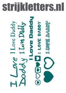 Vel Strijkletters I Love Daddy Flock Teal - afb. 1