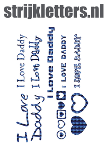 Vel Strijkletters I Love Daddy Holografische Blauw - afb. 1