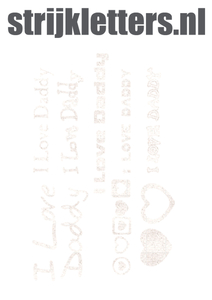 Vel Strijkletters I Love Daddy Glitter Wit - afb. 1
