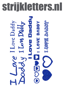 Vel Strijkletters I Love Daddy Glitter Royal Blue - afb. 1